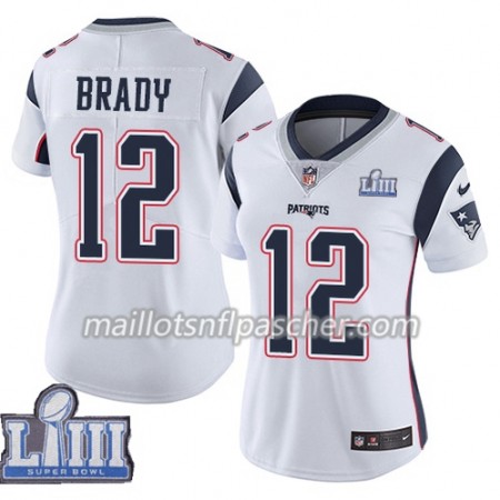 Maillot New England Patriots Tom Brady 12 Nike Blanc 2019 Super Bowl LIII - Femme Maillot New England Patriots Tom Brady 12 Nike Blanc 2019 Super Bowl LIII - Femme